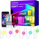 500ft Permanent Outdoor Light,RGB Eave Lights Music Sync IP67 Waterproof Outdoor Eave Lights Lighting, can be Used for Garden,House,Party,Holiday Decoration2 Rolls of 250ft