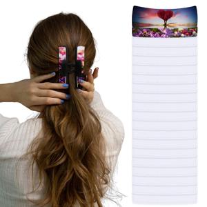 20 Pack Hair Claw Clips Cover Sublimation Blanks for Square and Rectangular Barrettes, 4 inch, PU Leather, White, Including Strong Double-sided Adhesive for Rectangle Hair (Long)