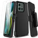 lovpec for Motorola Moto G 5G 2025 Case with 2 Pack Screen Protector, Belt Clip Holster Kickstand Full-Body Heavy Duty Protection Military Grade Shockproof Cell Phone Cover (Black)