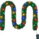 WEMADE 15.4ft Pre-Lit Christmas Garland with Lights  50 LED Lighted Garlands for Christmas Decorations Indoor Outdoor, Battery Operated 8 Modes Memory Timer for Mantel Stair Banister Doorframe Dcor (Multi Color)