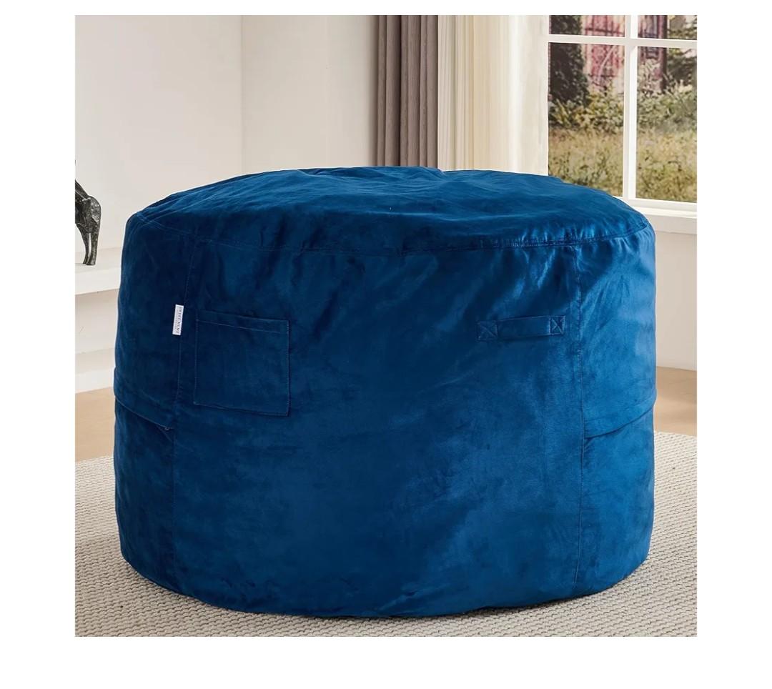 Magic Bean Bag Bean Bag Chair Memory Foam Sack with Removable Velvet Cover, Ultra Soft Fabric, High Rebound Foam Filling, Portable Lazy Sofa for Adults & Teens, Blue