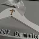 Reallnaive First Holy Communion Hanger First Communion Gift White Bow Dress Hanger 1st Holy Eucharist Party Favors Cross Gift Holiday Ceremony Decoration