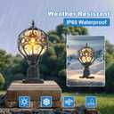 Dusk to Dawn Outdoor Lamp Post Lights, Aluminum Rust-proof Globe Post Light for Porch Front Door Driveway Lawn Garden, Black Sphere Exterior Pillar Light, Hardwired 3" Pier Mount Post Lantern, 2pack, 15.1"-2 Pack