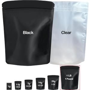 20 Pack Big Mylar Bags, 14 x 18.5 inchs Premium Smell Proof Bags with Double-sided Matte Design Resealable Food Storage Aluminum Foil Stand-up Packaging Bags. (1 LB / 1 Pound) (20 pcs-14x18.5(1 LB))