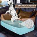 Dog Car Seat for Medium & Large Dogs Up to 55 lbs or 2 Small Dogs, Brown | Memory Foam Elevated Booster Seat with Safety Belts, 4-Inch Thick Cushion, Storage Pockets and Removable Washable Cover, Brown