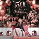 IndoTribe 50 and Fabulous Rose Gold Happy Birthday Banner 6x4ft 50th Birthday Decorations for Women Happy 50th Birthday Backdrop for Women 50 and Fabulous Birthday Decorations