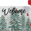 Welcome Winter Tree Mailbox Cover Magnetic Standard Size 21x18 Inch Winter Christmas Decorative Post Letter Box Wrap Decor Garden Yard Decoration