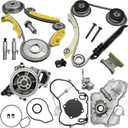 Timing Chain Kit 2.4L Fits for 2009-2017 GMC Terrain Chevy Equinox Malibu Captiva Cobalt HHR Buick Lacrosse Regal Verano, w/Water Oil Pump 2.4 Ecotec VCT Selenoid Actuator Gear 9-4201S 9-4201SX