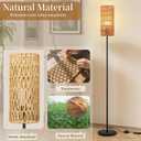 Ruiever Floor Lamp for Living Room,Farmhouse Rattan Floor lamp,Modern Standing lamp with Hand-Worked Rattan Shade,Black Tall Lamp with Foot Switch for Bedroom,Kids Room,Office,LED Bulb is Included.