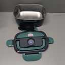 Electric Heated Lunch Boxes Adults: 80W Electric Lunch Box Food Heated 12/24/110V 1.5L Heatable Lunch Box for Car/Truck/Office Leak-Proof Stainless Steel Container, Fork & Spoon, Bag (Grey+Green)