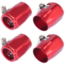 X AUTOHAUX 4pcs AN16 Hex Car Hose Finisher Flexible Rubber Pipe Clamp with Screw Band Adapter Fitting for Oil Fuel Water Tube Red