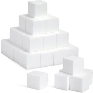 30 Pack Foam Craft Blocks for Modeling, 3 Inch Mini Square Cubes for Sculpting, School Projects (White Polystrene)