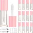 2.5ml 11 PCS Empty Lip Gloss Tubes with Wand Lip Gloss Containers Cute 0.08oz Clear Refillable Lipgloss Making Supplies Kit for DIY Makeup+ 2pcs Syringes (Pink)