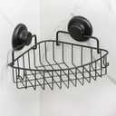 HASKO accessories Corner Shower Caddy with Suction Cup Shower Shelf with Hooks, Stainless Steel Bathroom Caddy, Wall Mounted Shower Basket for Bathroom, Adhesive 3M Stick Discs Included (Black)