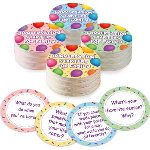 Pasimy 100 Pcs Family Conversation Cards Bulk Kids Question Card Games Fun Conversation Starters Cards Game for Kid Adult Family Road Trips Build Parent Child Relationship