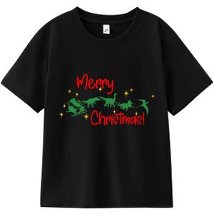 Christmas Shirts for Toddler Boys Girls Kids 2-8 Years, Santa Reindeer Snowman Dinos Truck Short Sleeve Tee (4-5T)