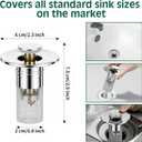 Vodolo 3 in 1 Sink Drain Strainer with Hair Catcher,2PCS Stainless Steel Popup Sink Stopper with Basket for Bathroom Kitchen Shower, Pop-up Bounce Core Floor Basin Drain Filter, Replacement Sink Plug