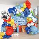 Amandir 155pcs Paw Balloons Garland Arch Kit with Dog Bone Paw Print Foil Balloons, Red Yellow Blue Green Paw Balloon for Boy Paw Themed Birthday Party Decorations Supplies