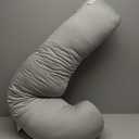 Momcozy J-Shaped Pregnancy Pillow for Sleeping with Cooling Cover, Side Sleeper Support for Belly, Hip & Leg, Deep Grey
