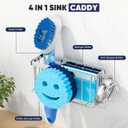 MURLONG Sponge Holder for Kitchen Sink,Sink Caddy Smiley Face,4-in-1 Sponge Holder with Suction Cups & 1 PCS Adhesive Strips for Holding Soap,Brush,Scrubber,Sponge,Stopper-Silver