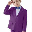 Boy's Dress Coats Blazer Purple Solid Slim Suit with Lapel Formal Party Classic Suits Two Button Jacket for Kids, Size 14