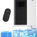 4-IN-1 Portable Air Conditioners w/3.2-Gal Tank for 24H Cooling, 4 Powerful Wind Speeds & 4 Modes, LED Touch Screen, Waterless Alert System & 12H Timer, Remote, Evaporative Air Cooler for Home