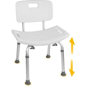 FSA/HSA Eligible, Vaunn Tool-Free Assembly Adjustable Shower Chair Spa Bathtub Seat Bench with Removable Back