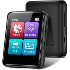 MP3 Music Player 32GB with Bluetooth, Portable Mini Music Player with 1.8 inch Screen, Speakers, FM Radio, Recorder, Up to 512GB, Black
