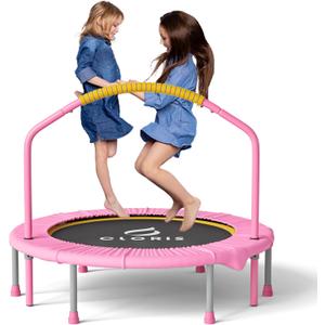 CLORIS 38in/48in Folding Trampoline - Max Load 220lbs / 450lbs Trampoline Rebounder Trampoline with Adjustable Foam Handle, with safty Padded Cover Best Gift