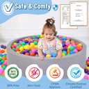 Foam Ball Pit for Toddlers with 200 Balls, Large Baby Ball Pit for Babies with Soft Memory Sponge, Indoor Outdoor Baby Playpen, Kids Play Ball Pool, Gift Toys for Infants Boys and Girls, 33.5x10.5"/200 Rainbow Balls