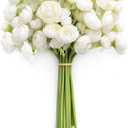 Ling's moment Ranunculus Artificial Flower, Faux Silk Mini Ranunculus Flowers for DIY Bouquet, Bulk Fake Wedding Filler Flowers for Centerpieces Arrangements Bridal Shower Decorations, Ivory White