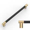 Amerdeco 10 Pack Matte Black and Gold Knurled Cabinet Pulls 10 Inch Hole Center, Kitchen Cabinet Handles for Drawer, Cupboard and Wardrobe 