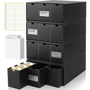 Homthy Trading Card Storage Box, Includes 12 Pack with 50 Card Dividers, Cardboard Trading Storage Organizer Collectible Box with Labels Fit for MTG TCG and Sport Cards