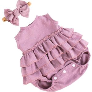 Aori Lifelike Baby Dolls Clothes 20 Inch Purple Dress Clothing Set for 17-20 in Realistic Newborn Doll Girls