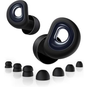 Ear Plugs for Sleeping 55dB Noise Cancelling Ear Plug with 7 Tips, 0.1Oz UltraComfy Ear Plugs for Noise Reduction for Concerts, Side Sleeper, Focus, Snoring, Silicone Reusable Earplug with Case Black
