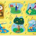 Melissa & Doug Sing-Along Nursery Rhymes Sound Puzzle -Yellow - Wooden Peg Puzzle (8 pcs)