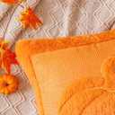 2 x AQOTHES 1PCS Pumpkin Fall Orange Throw Pillow Covers 18 x 18 Soft Plush Couch Sofa Pillows Cushion Covers Cases for Autumn Harvest Farmhouse Halloween Home Decorations