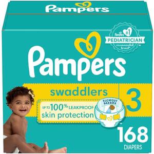 Pampers Baby Diapers - Swaddlers - Size 3, 168 Count, Ultra Absorbent Disposable Infant Diaper