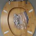 Elongated Bamboo Toilet Seat with Lid Quick Release Slow Close Zinc Alloy Strong Hinges Natural Bamboo, Light, 19-inch