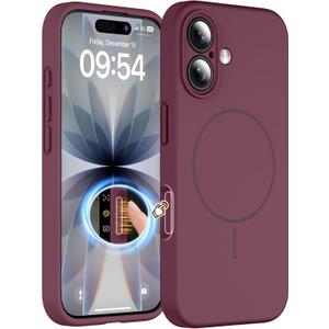 Magnetic for iPhone 17 Case, Compatible with MagSafe, Integrated Silicone Camera Control Cover Protection, 3.0mm Thicken Silicone Phone Cover for 17 6.3", Wine Red