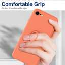 for Samsung Galaxy S21 FE 5G Case with Ring,Slim Soft Liquid Silicone Phone Case,Built in 360Rotatable Ring Holder,Shockproof Protection Phone Case 6.4inch Orange JUS04-12