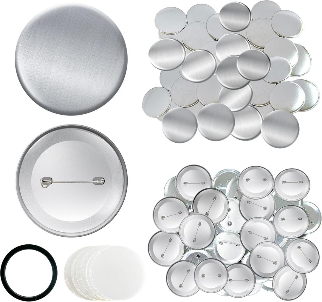 300 PCS Button Maker Supplies 58mm/2.28 inch Button Supplies, 100pcs Rust-Proof Metal Cover & Dutch Pin Back Cover & Clear Films for DIY Pin Badge Machine