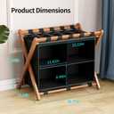 Bamboo Luggage Rack 2 Pack with 4 Storage Compartments, Foldable Suitcase Stand for Guest Room, 150lbs Capacity, Sturdy, Space-Saving and Easy to Assemble Organizer