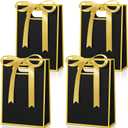 Kolldenn 30 Pcs Thank You Gift Bags with Handles 10.2 x 7.1 x 3.2 Inch Elegant Party Favor Bags with Ribbon Bow for Wedding Bridal Birthday Bridesmaid Holiday Party Supplies(Black)