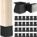 Square Chair Leg Protectors for Hardwood Floors, 24 Pcs Silicone Felt Furniture Leg Cover,.7/8" - 1".Black.