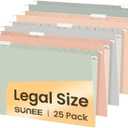 SUNEE Hanging File Folders Legal Size, 25 Pack File Folders 1/5-Cut Tabs, Morandi Colors, Stay Organized for Your Home and Office Bulk File and Documents