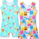 Nymphperi 2 Pack Gymnastics Leotards for Girls Cute Biketards with Shorts Kids Sleeveless Unitard Dance Sportswear