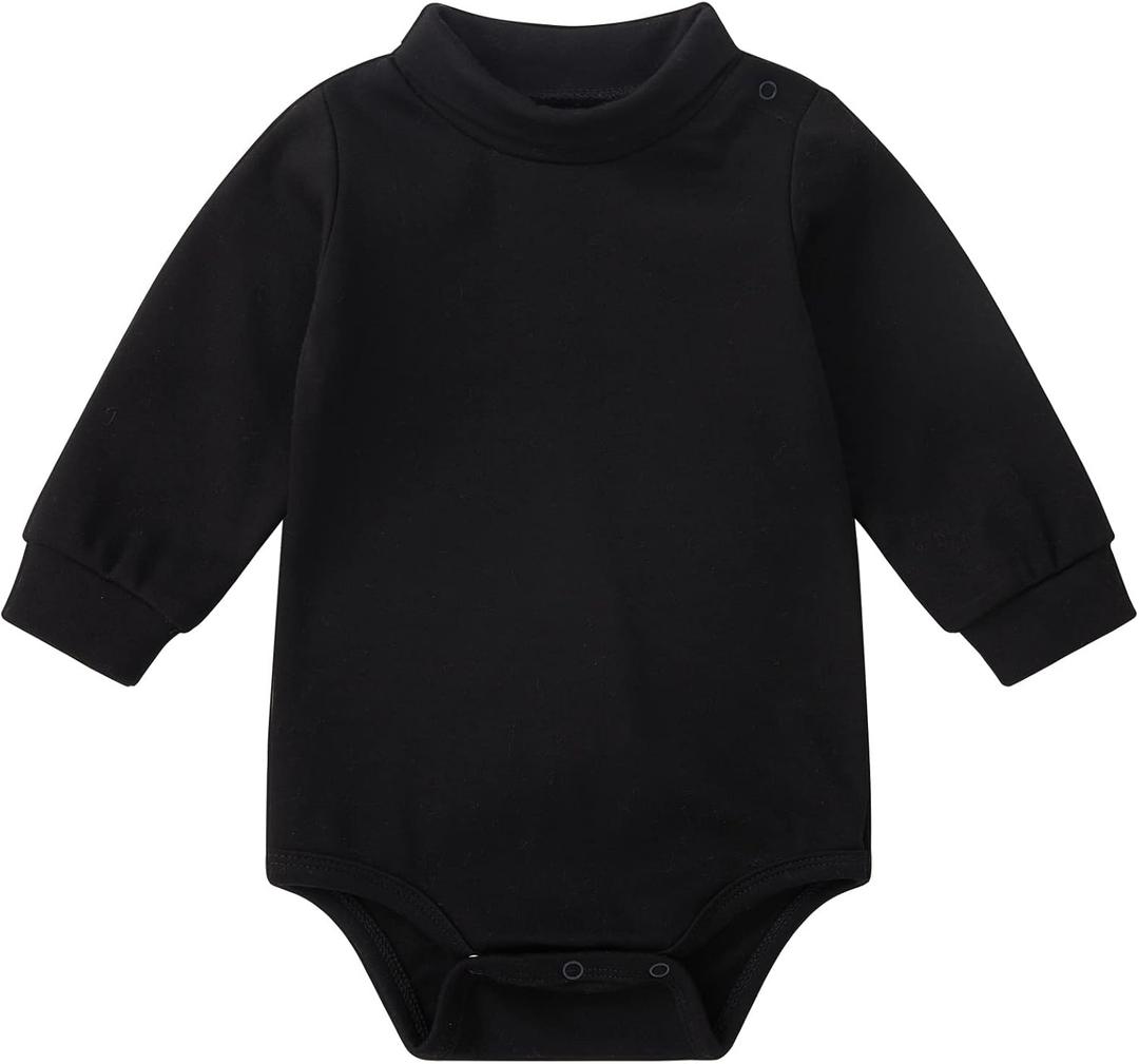 pureborn Unisex Baby Boy Girl Bodysuit Halloween Turtle Neck One-Piece Long Sleeve Bodysuits 18-24 Months Black
