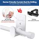 SIMEWIN Curtain Rods No Drilling for Windows 30 to 60 Inches, 5/8 Inch Diameter No Drill Small Curtain Rod Set with 3M Adhesive Brackets, White