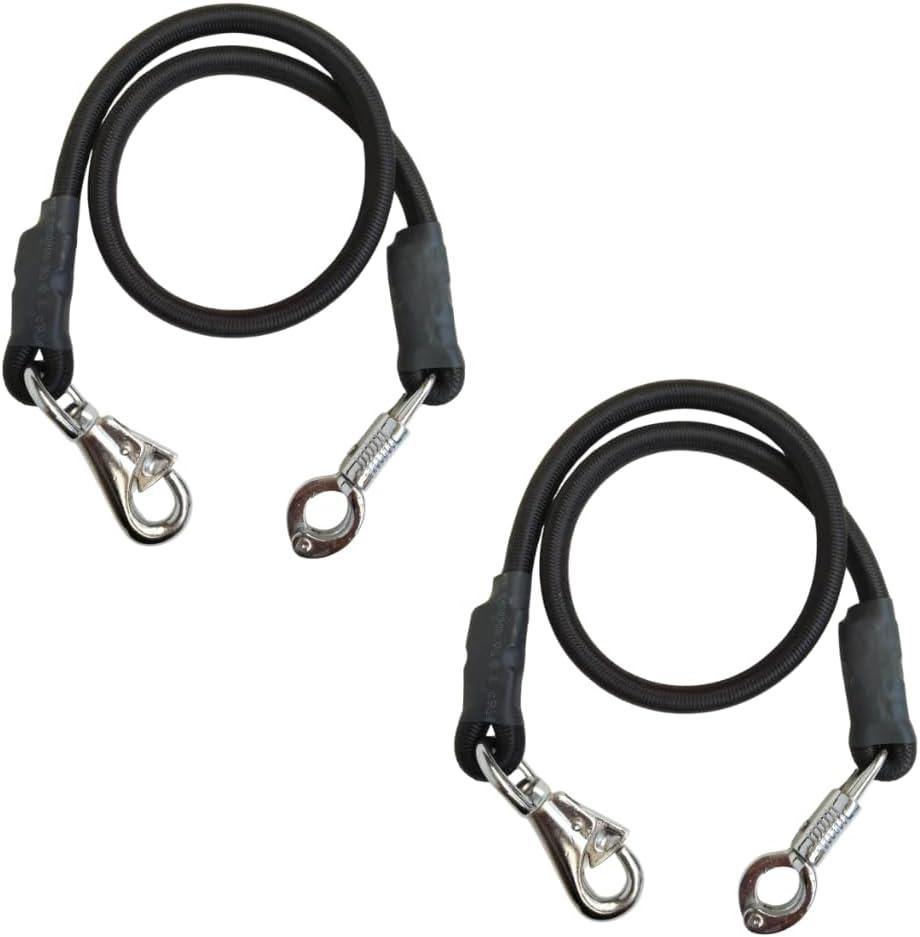 SIE, Pack of 2, Bungee Trailer Tie for Horse Haulage with Panic Snap and Bull Snap (Black)